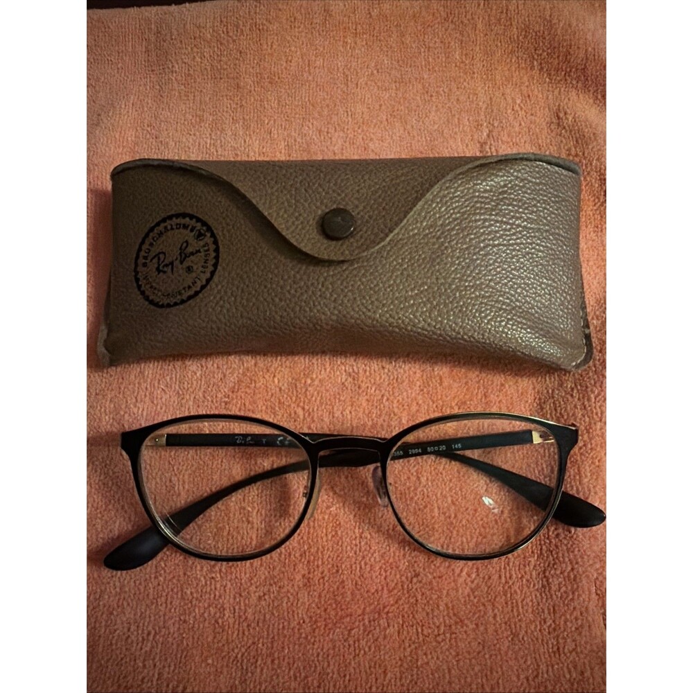 RAY-BAN RB 6355 2994 BLACK GOLD GUNMETAL AUTHENTIC FRAME 50-20-145.HARD CASE EUC